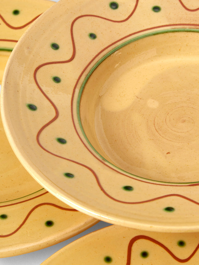 Poterie de Cliousclat - Hand-Painted Slipware Pasta Bowls (Set of 4) - Beige - ABASK