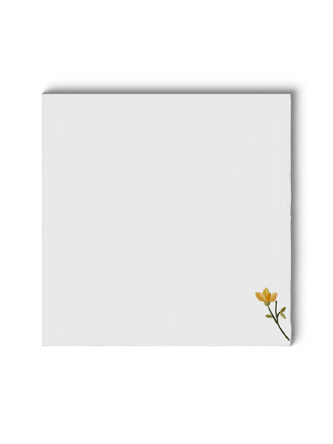 Taf Firenze - | Set of 12 | Floral Hand-Embroidered Linen Tablecloth and Napkins - White - ABASK