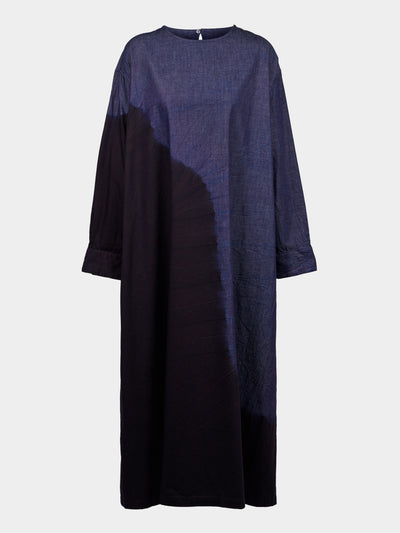 Suzusan - Pima Cotton Denim Wide Dress - Black - ABASK - 