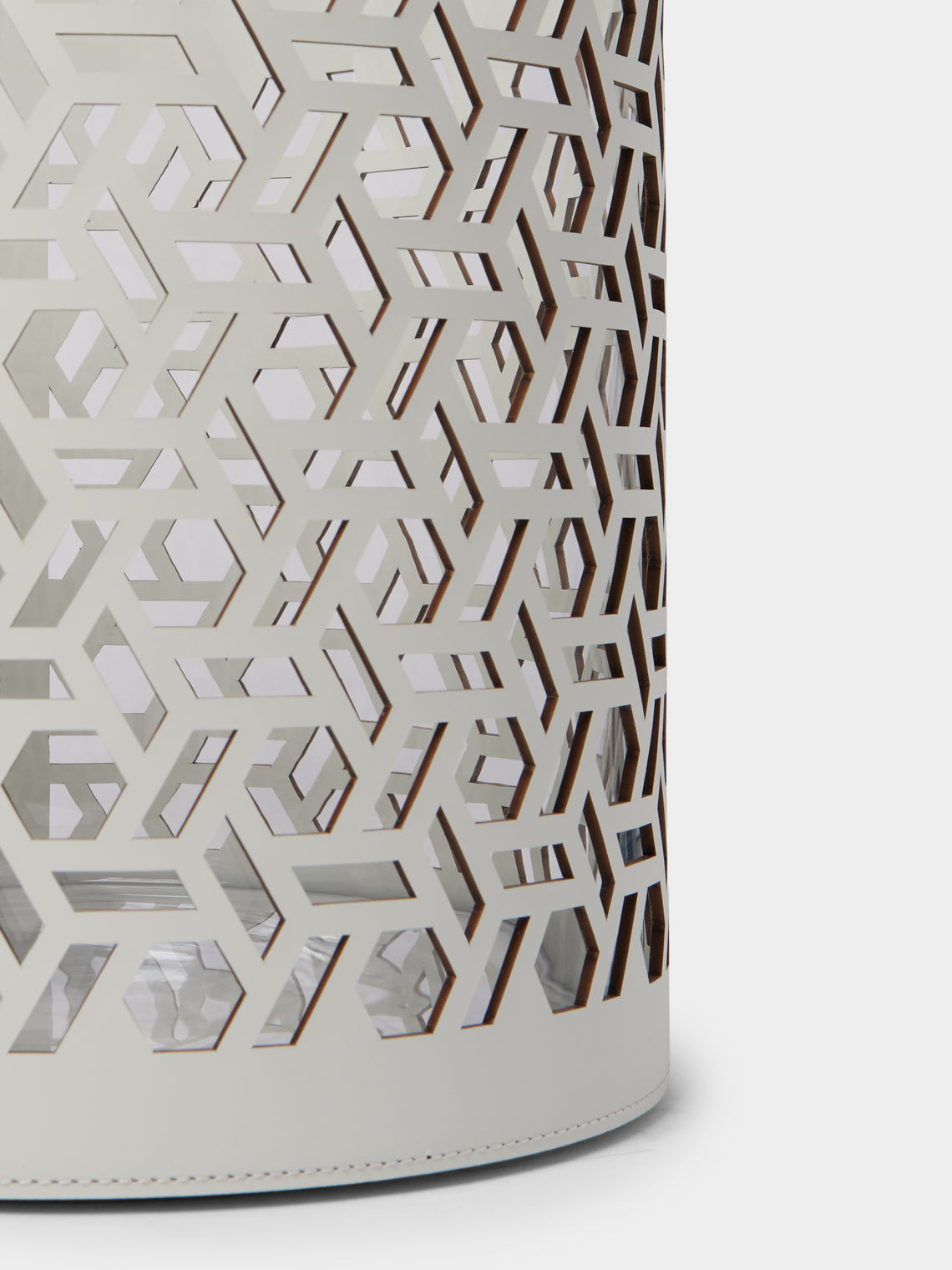RUDI - Atmosphere Glass and Leather Large Candle Holder - White - ABASK