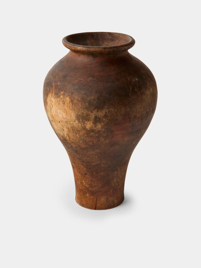 Iida Woodturning - Hand-Turned Earth-Finish Cherry Wood Vase (14.5in/37.5cm) - Brown - ABASK - 