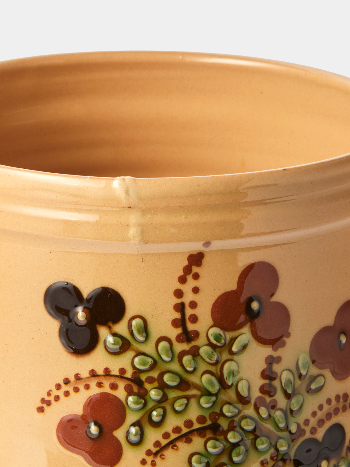 Poterie d’Évires - Flowers Hand-Painted Ceramic Utensil Pot - Cream - ABASK