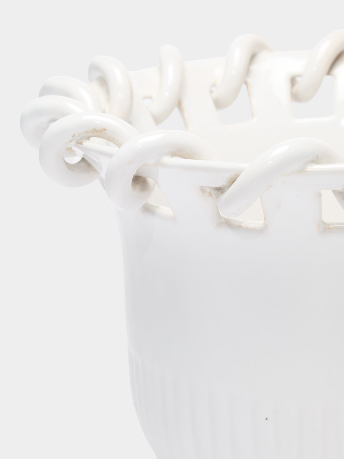 Antique and Vintage - 1920s Émile Tessier Ceramic Vase (9in/22.5cm) - White - ABASK