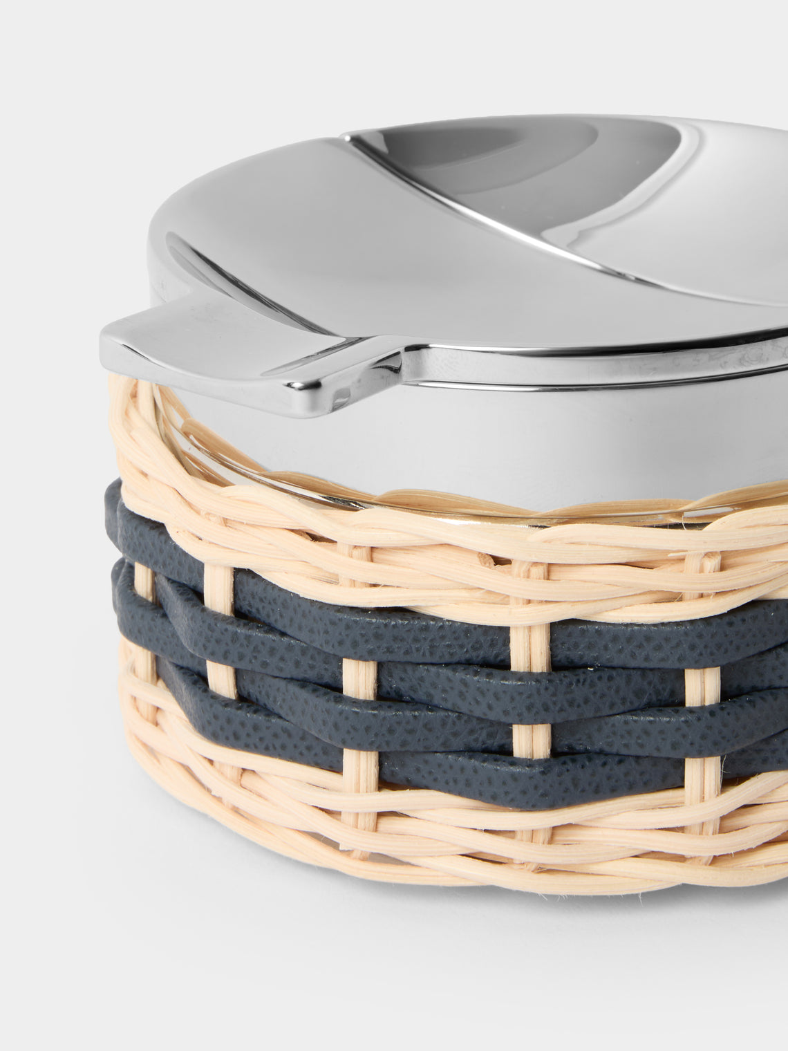 Pigment France - Toledo Leather and Rattan Ashtray - Blue - ABASK