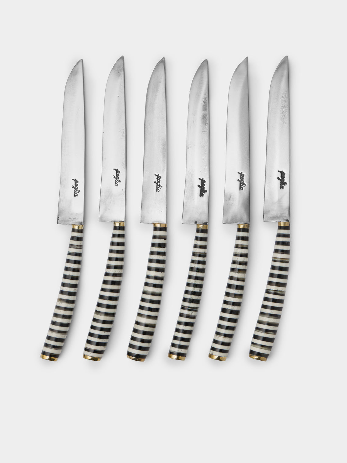 Poglia - | Set of 6 | Tavolo Horn and Bone Knives - Black - ABASK - 