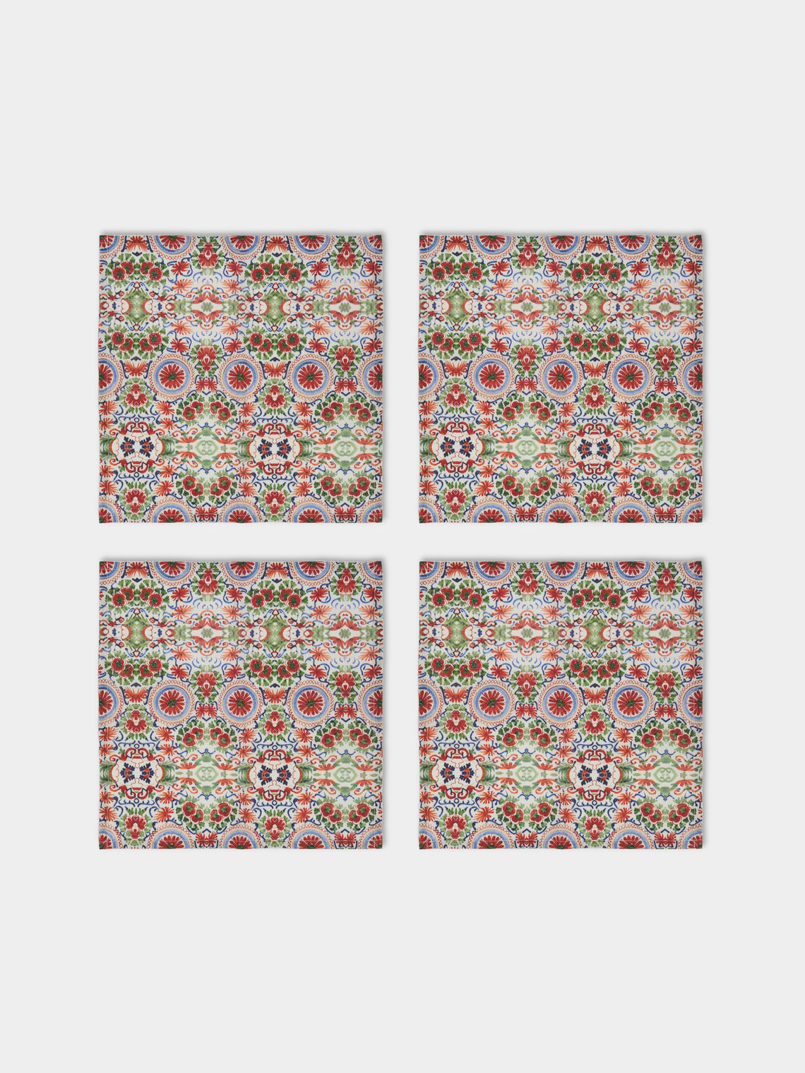 Zsuzsanna Nyul - Floral Linen Napkins (Set of 4) - Red - ABASK