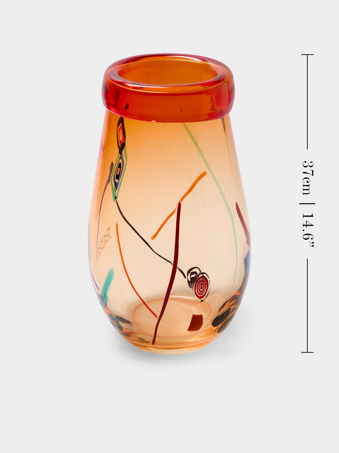 Antique and Vintage - 1980s Carlo Moretti Murano Glass Vase (14.5in/37cm) - Orange - ABASK