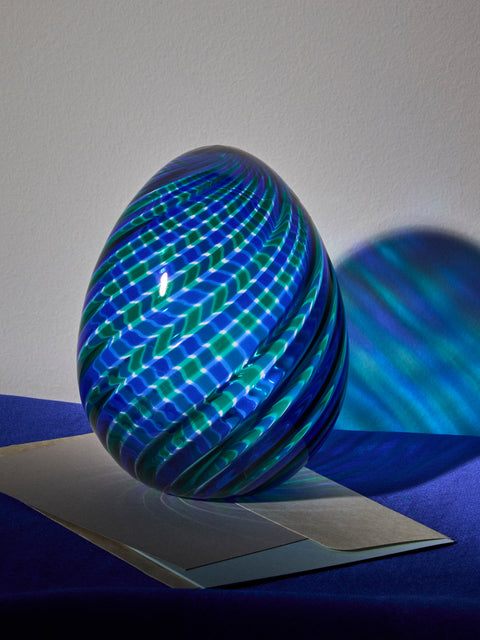 Antique and Vintage - 1981 Venini Egg Glass Paperweight - Blue - ABASK