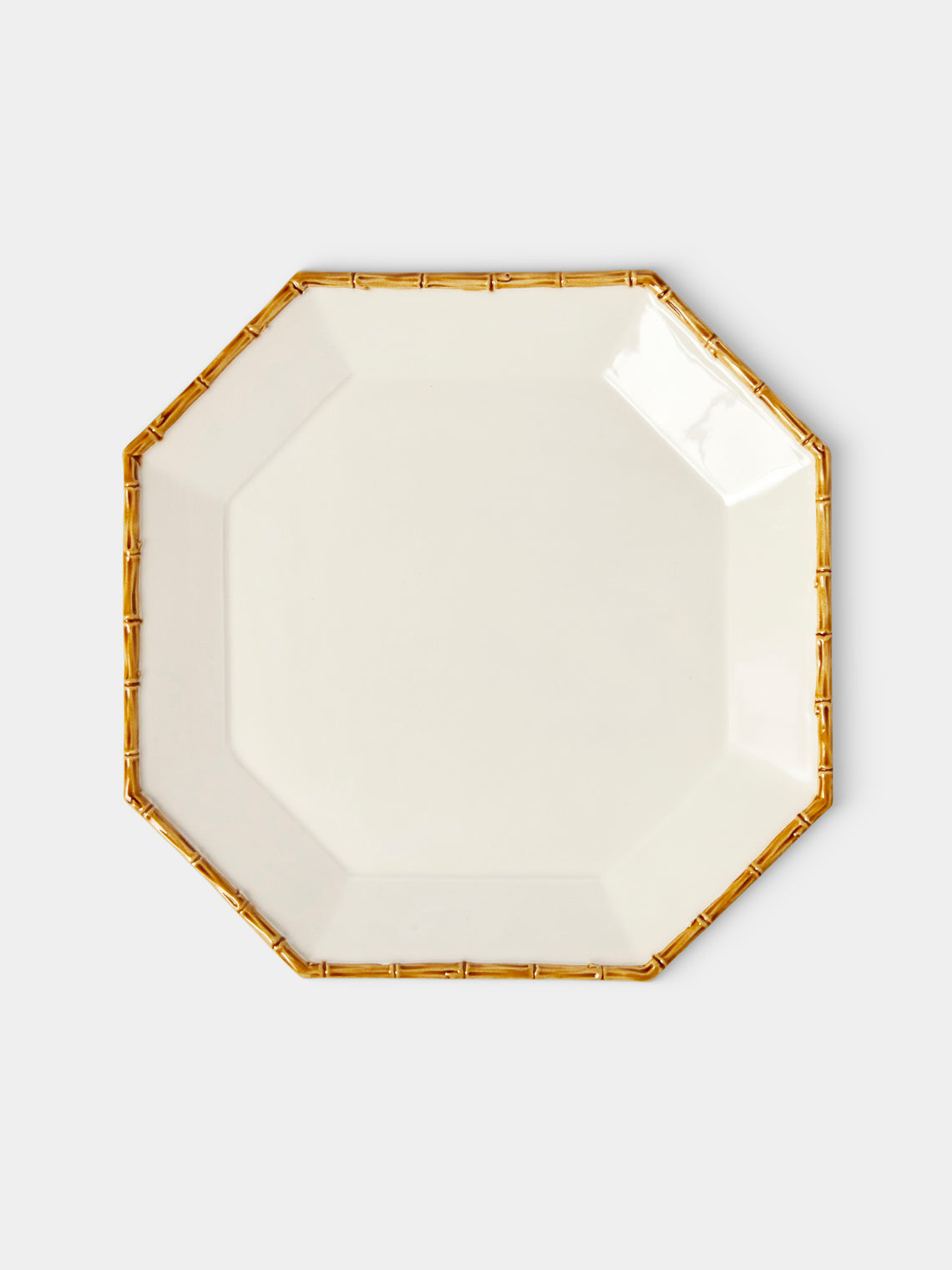 Verdolini - Bamboo Hand-Painted Ceramic Dinner Plate (11in/28cm) - White - ABASK - 