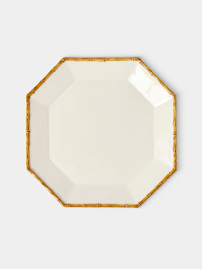 Verdolini - Bamboo Hand-Painted Ceramic Dinner Plate (11in/28cm) - White - ABASK - 