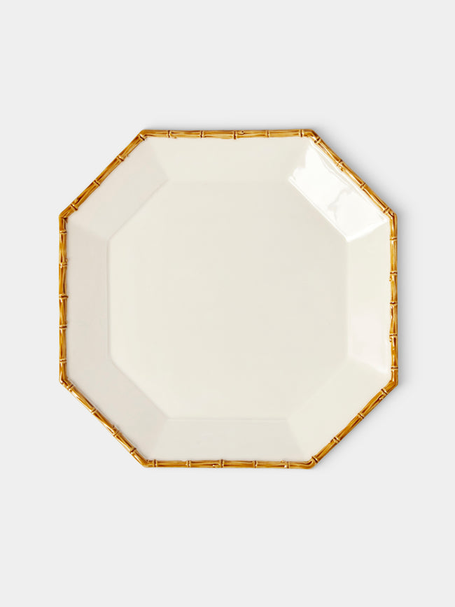 Verdolini - Bamboo Hand-Painted Ceramic Dinner Plate (11in/28cm) - White - ABASK - 