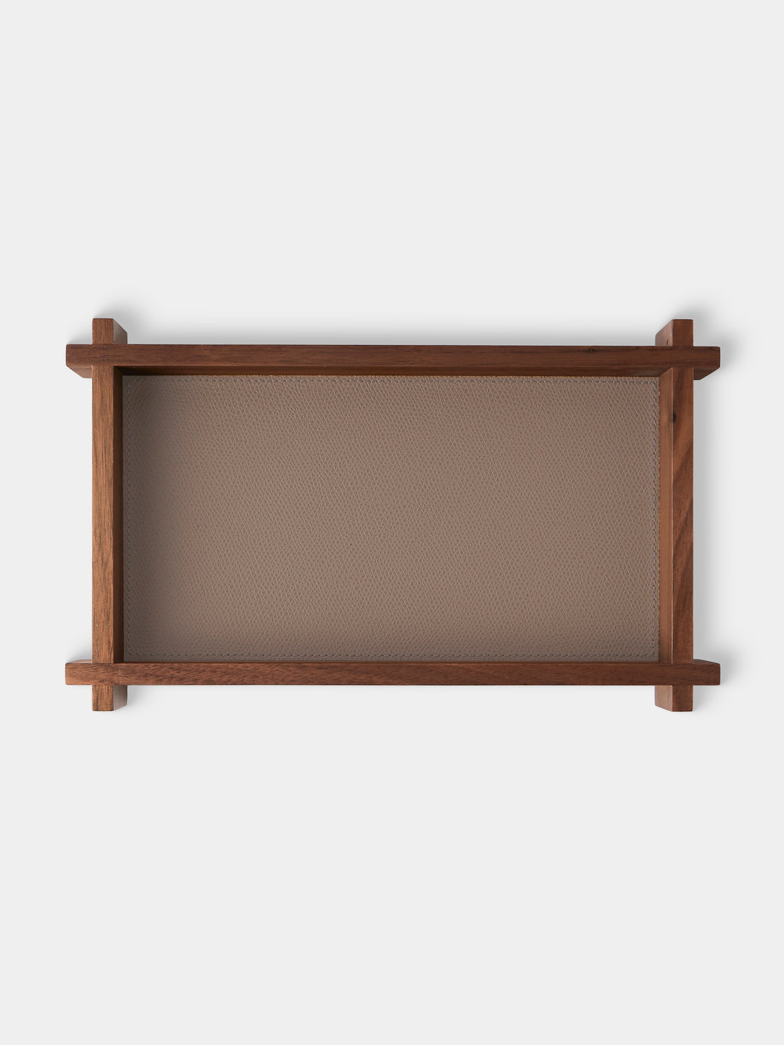 Giobagnara - Structura Leather and Wood Valet Tray (10in/25cm) - Brown - ABASK - 