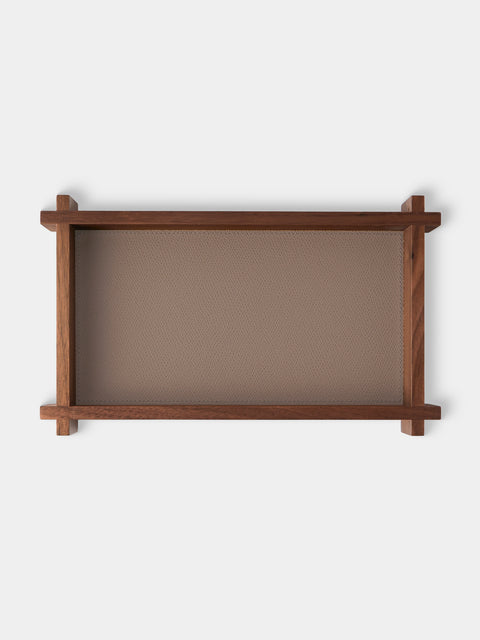 Giobagnara - Structura Leather and Wood Valet Tray (10in/25cm) - Brown - ABASK - 