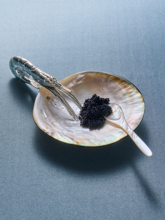 Objet Luxe - Shrimp Silver-Plated and Black Mother-of-Pearl Plate - Gray - ABASK