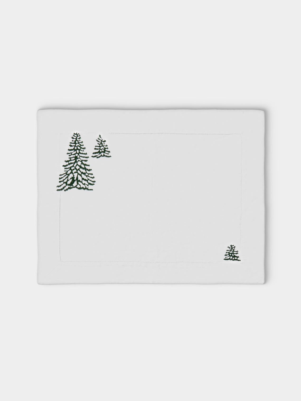 ERI Textiles - | Set of 4 | Winter Forest Hand-Embroidered Linen Placemats - Multiple - ABASK - 