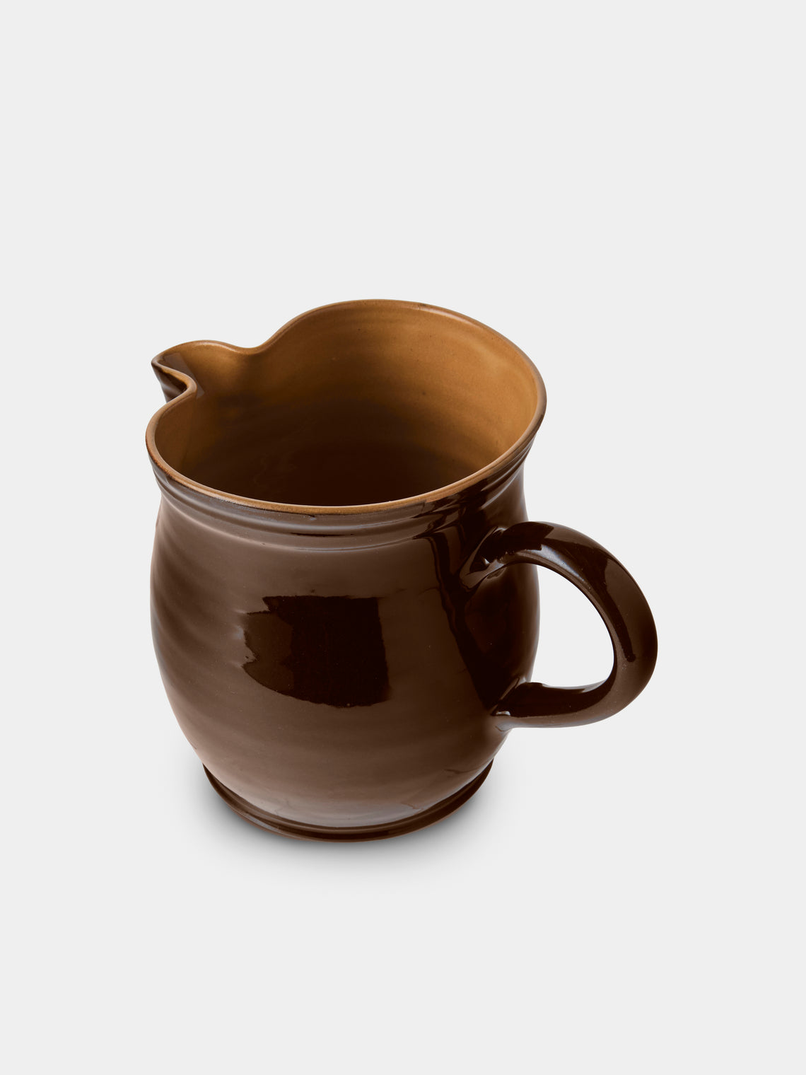 Poterie d’Évires - Flowers Hand-Painted Ceramic Medium Jug - Dark Brown - ABASK
