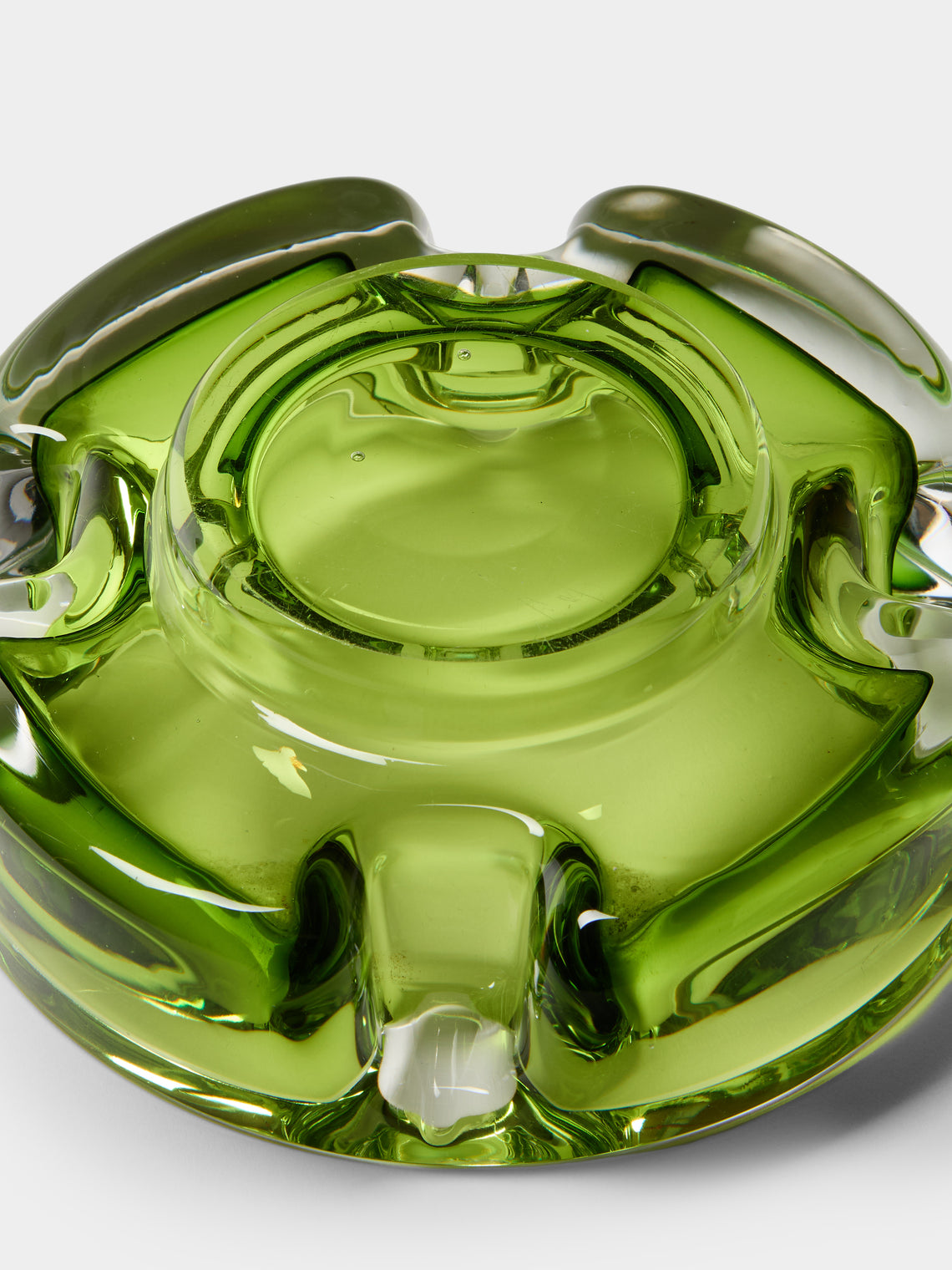 Antique and Vintage - Mid-Century Crystal Ashtray - green - ABASK