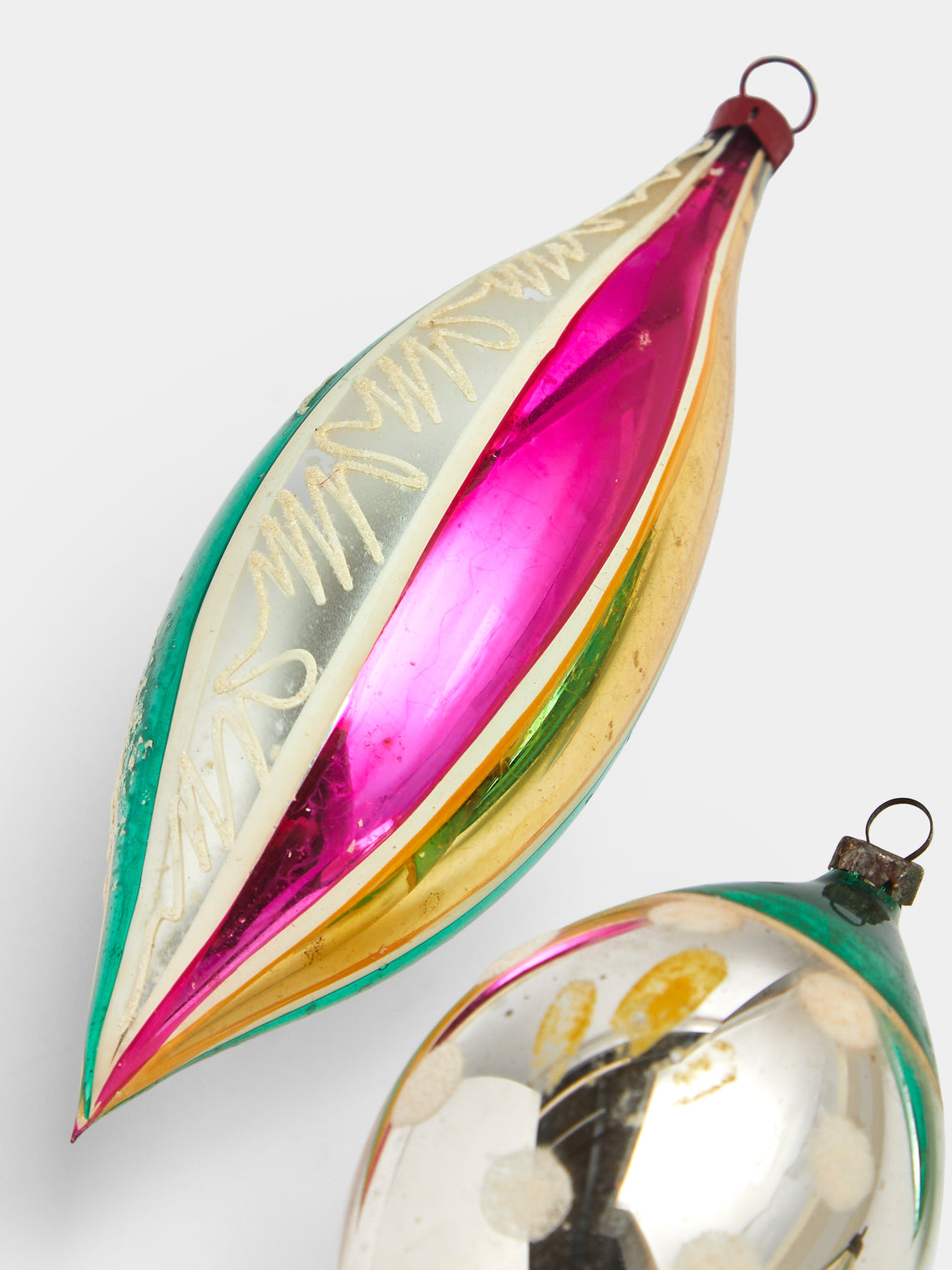 Antique and Vintage - Early-20th-Century Droplets Glass Baubles (Set of 6) - Green - ABASK