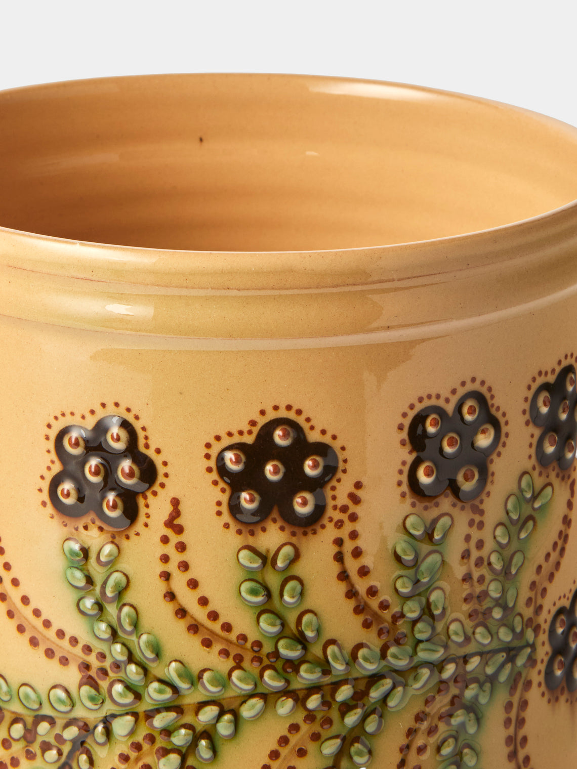 Poterie d’Évires - Flowers Hand-Painted Ceramic Utensil Pot - Cream - ABASK