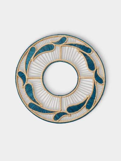 Artesanías del Atlántico - | Set of 4 | Mimbre Handwoven Palm Placemats - Blue - ABASK - 