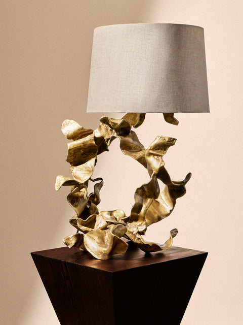 Viya - Hundred Petal Rose Brass Table Lamp - Brass - ABASK