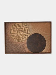 Mori Kougei - Flying Bird Poke Marquetry Wood Tray (14.5in/36.5cm) - Brown - ABASK - 