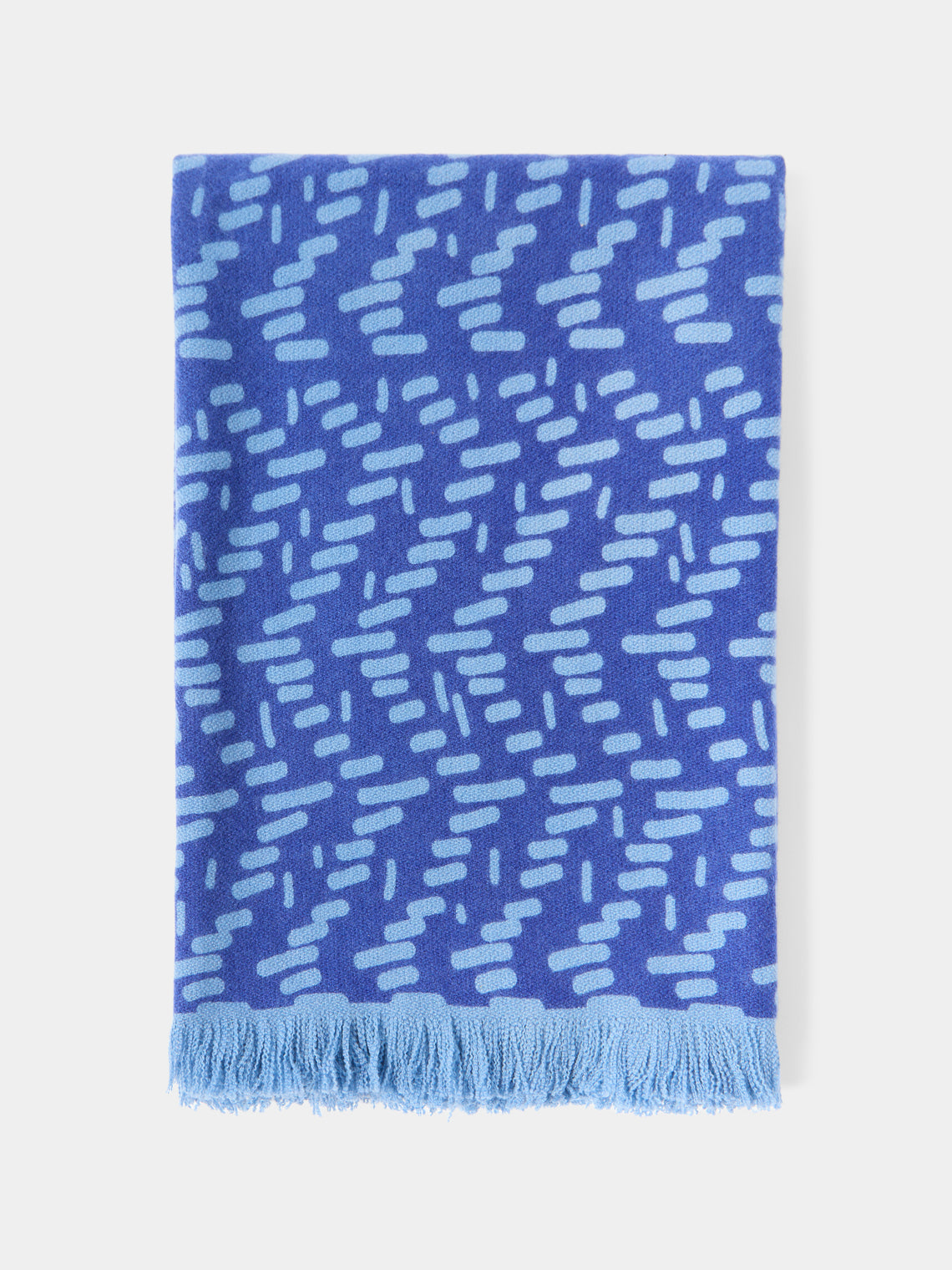 Saved NY - Cashmere Printed Throw (71in/1.8m) - Blue - ABASK