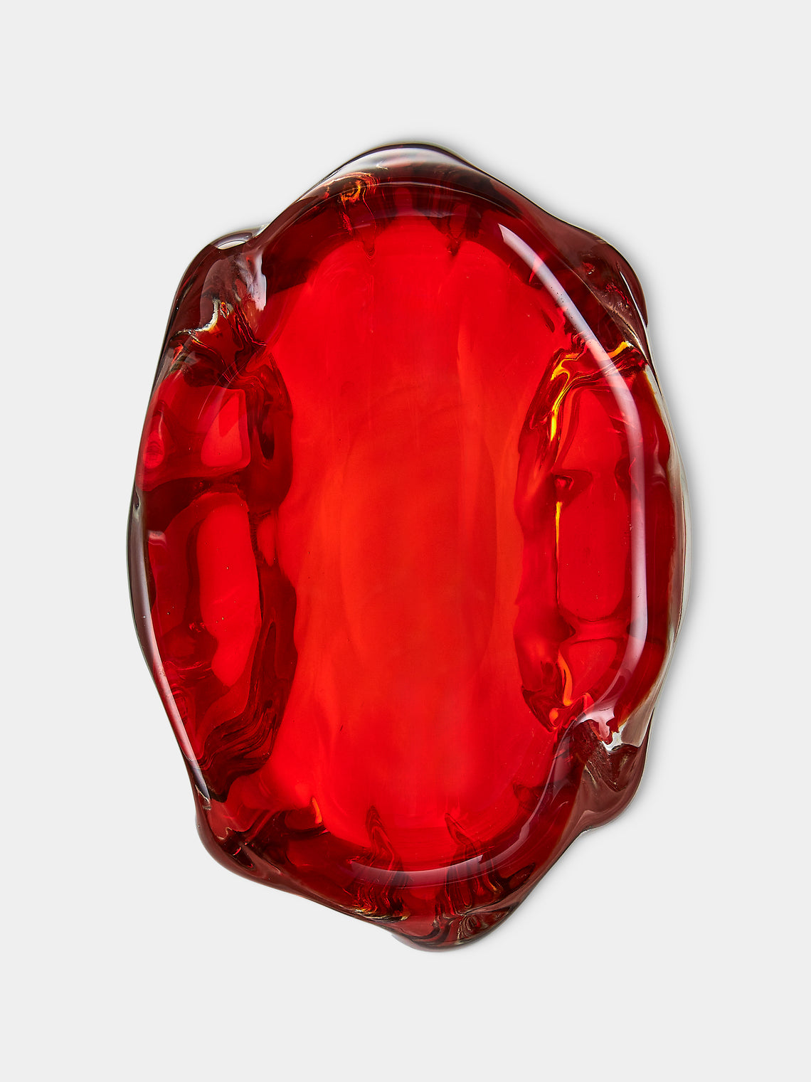Antique and Vintage - Mid-Century Glass Ashtray - Red - ABASK