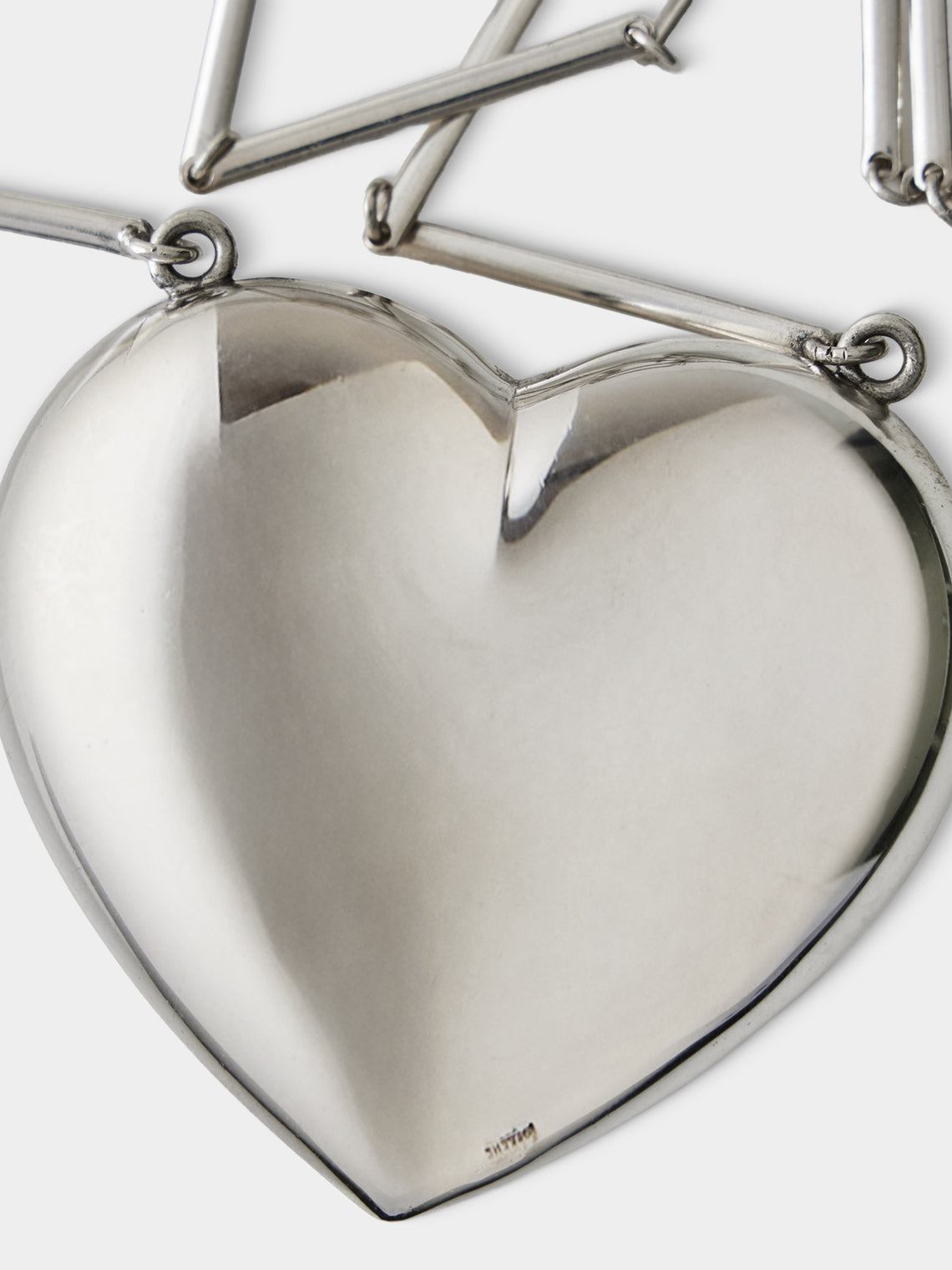 Mahnaz Collection - Vintage 1960 Hermann Siersbøl Sterling Silver Heart Pendant Necklace - Silver - ABASK