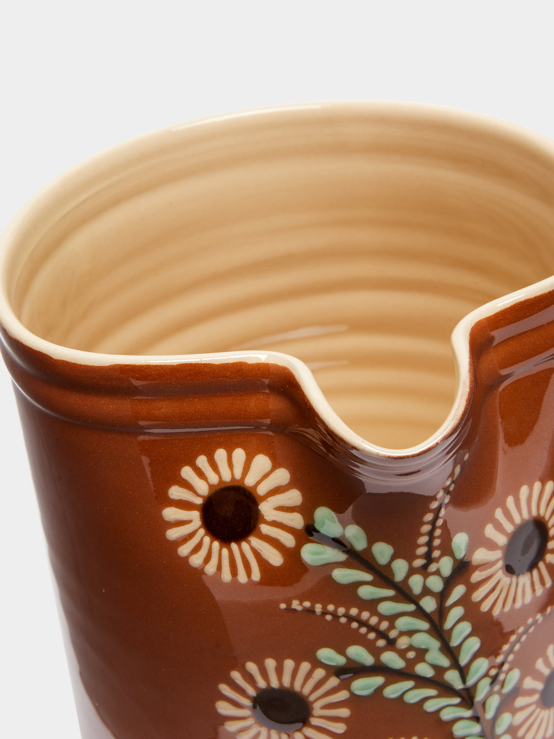 Poterie d’Évires - Flowers Hand-Painted Ceramic Straight-Edge Jug -  - ABASK