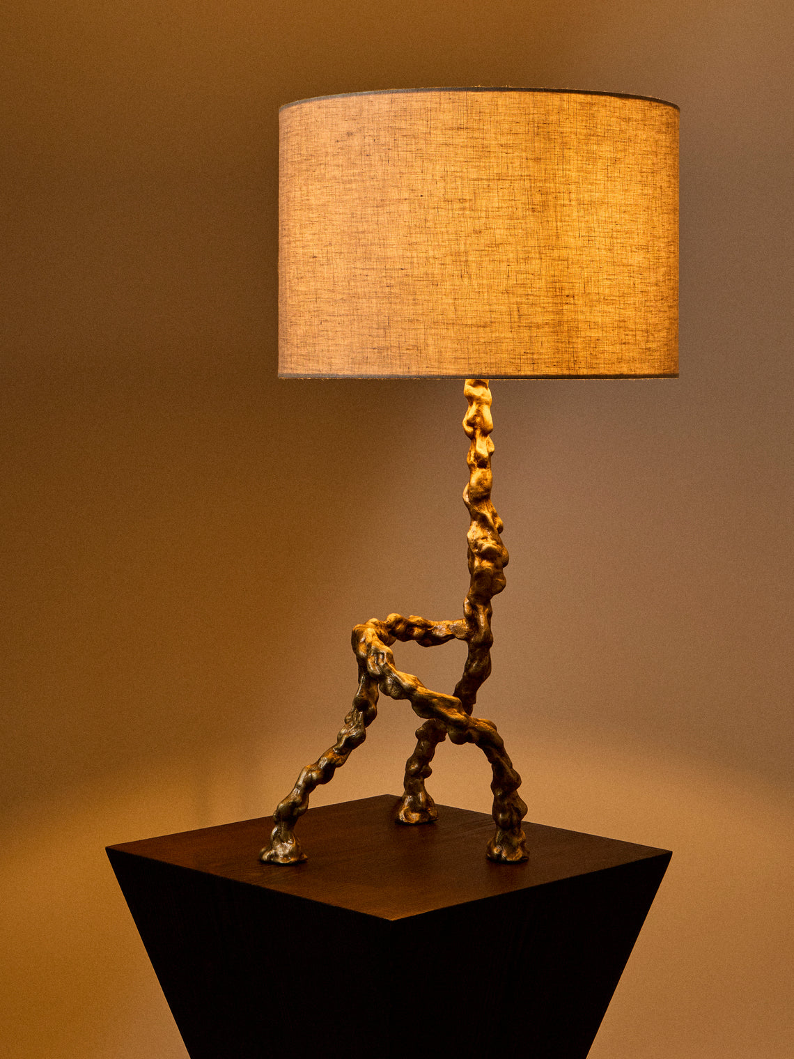 Viya - Belum Brass and Silk Table Lamp - Brass - ABASK
