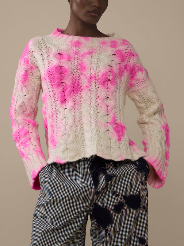 Suzusan - Shibori Chunky Cashmere Sweater  | Size: S - Pink - ABASK