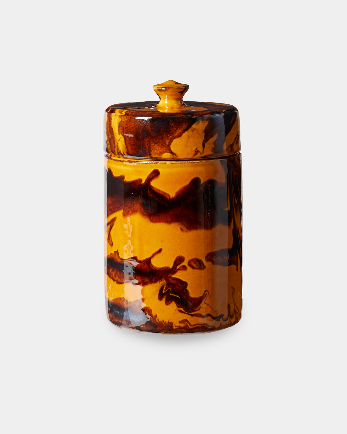 Poterie de Cliousclat - Hand-Marbled Slipware Lidded Pots (Set of 2) - Yellow - ABASK