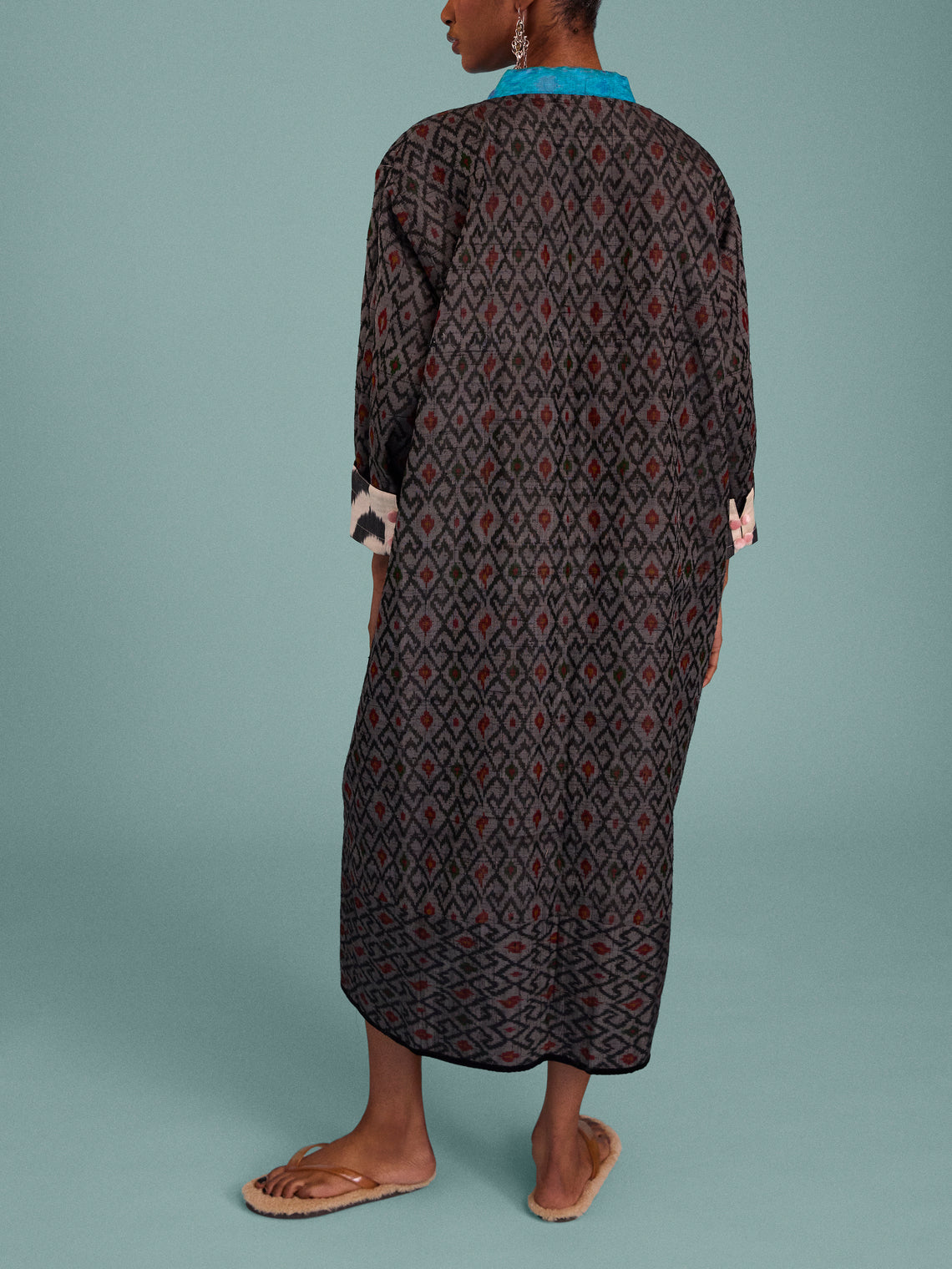 Nazzy Beglari - Hand-Loomed Ikat Cotton Reversible Chapan-Style Robe | One Size - Multiple - ABASK