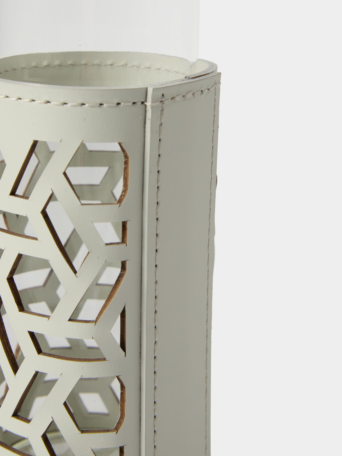 RUDI - Imperia Glass and Leather High Cruet - White - ABASK
