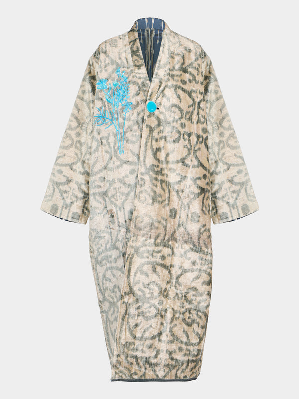 Nazzy Beglari - Hand-Loomed Ikat Velvet Reversible Robe | One Size - Multiple - ABASK - 