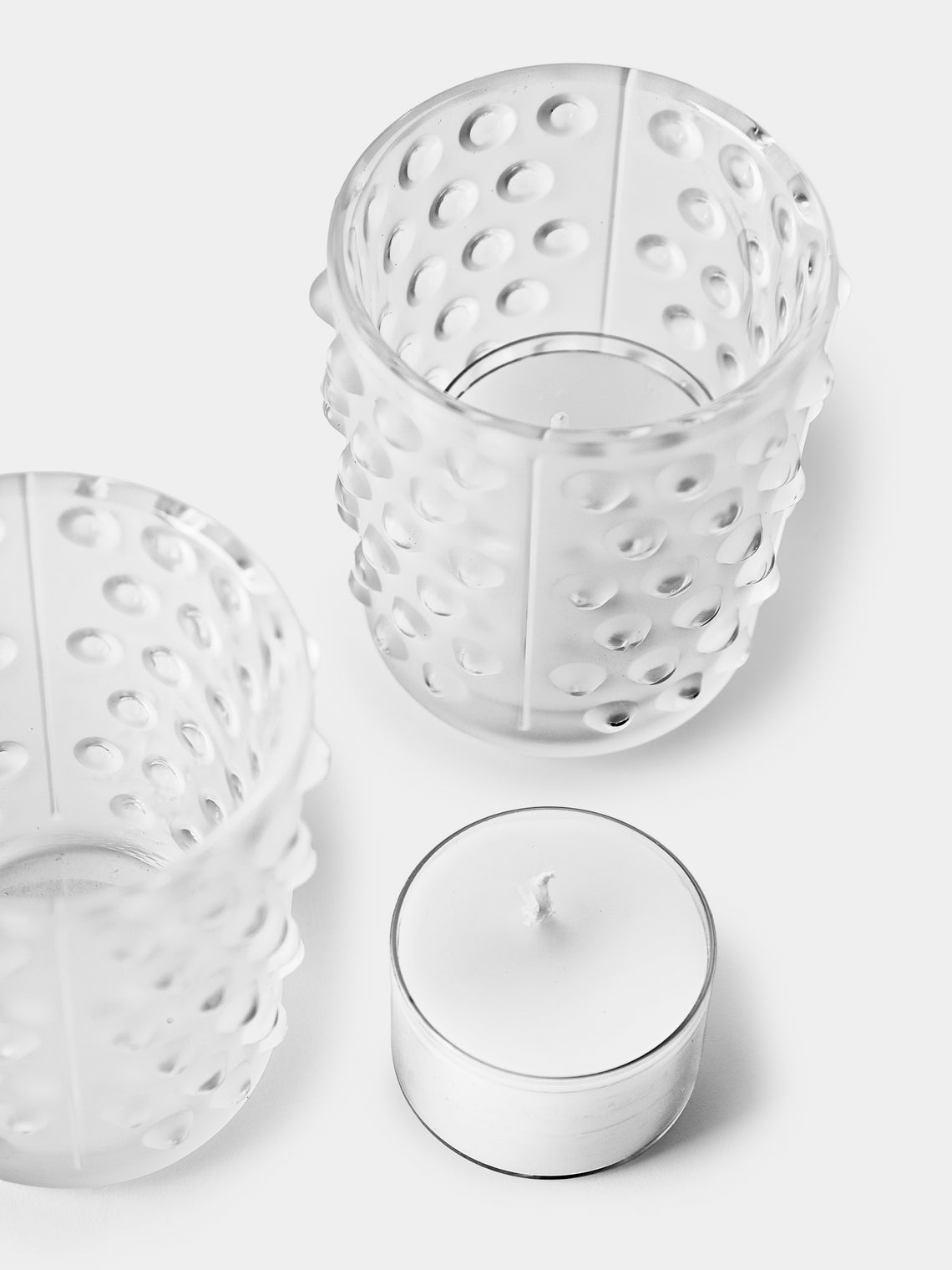 Lalique - | Set of 2 | Mossi Crystal Votives - Clear - ABASK