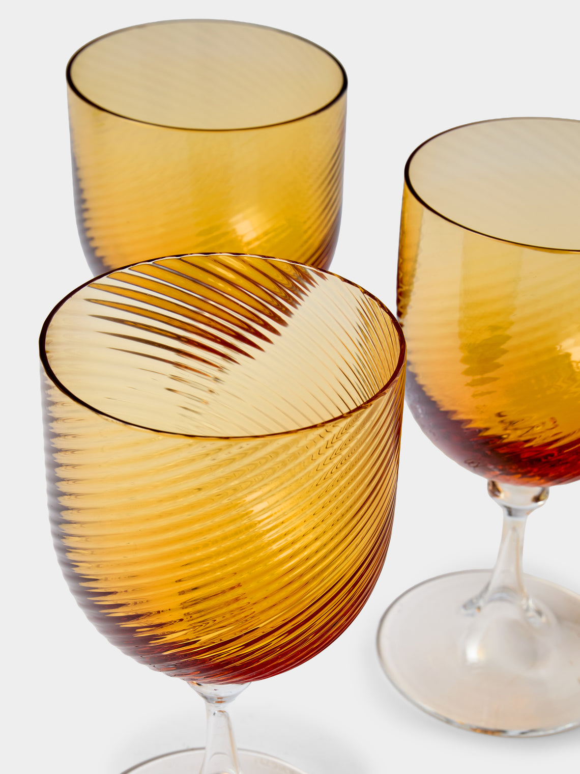 NasonMoretti - | Set of 6 | Twisted Soraya Hand-Blown Murano Red Wine Glasses - Yellow - ABASK