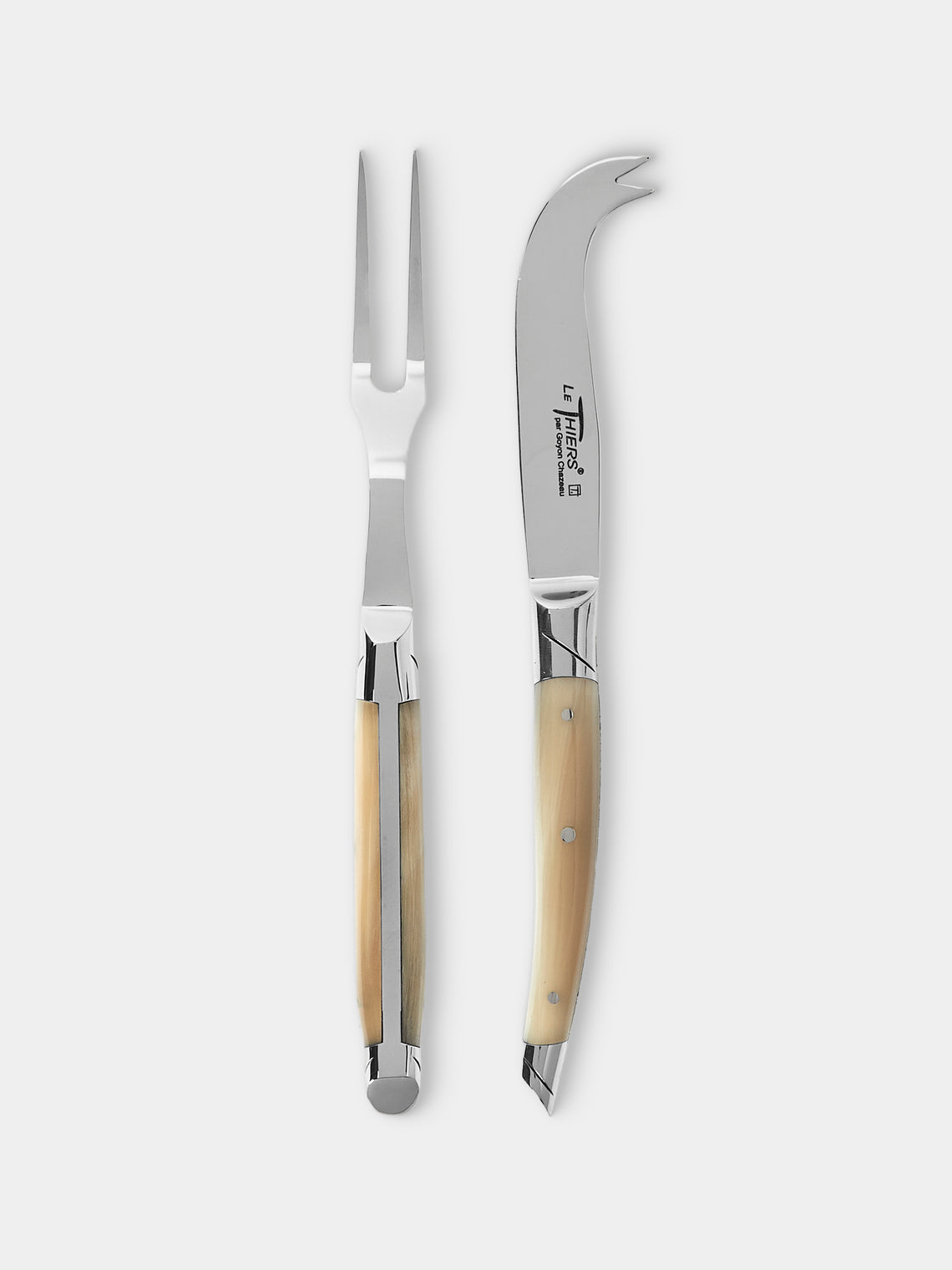 Goyon-Chazeau - Le Thiers Prestige Flammée Blonde Horn Cheese Servers (Set of 2) - Brown - ABASK - 