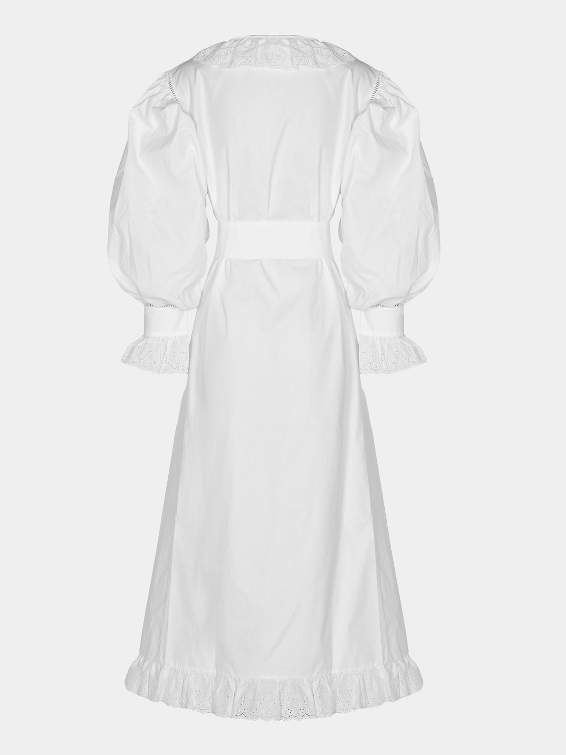 Loretta Caponi - Ursula Embroidered Cotton Dress - White - ABASK