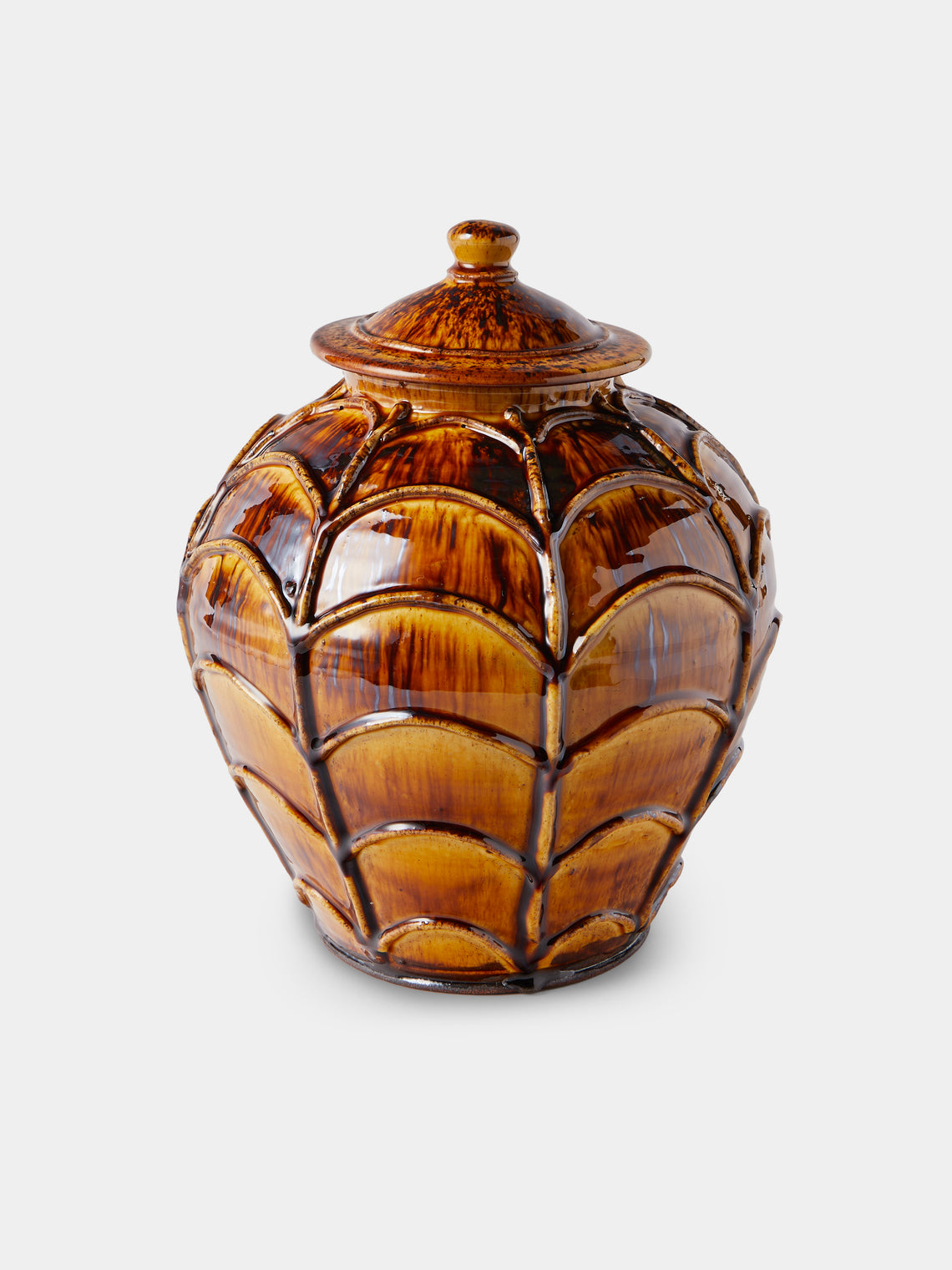 Fitch & McAndrew - Appliqué Slipware Large Lidded Jar - Brown - ABASK - 