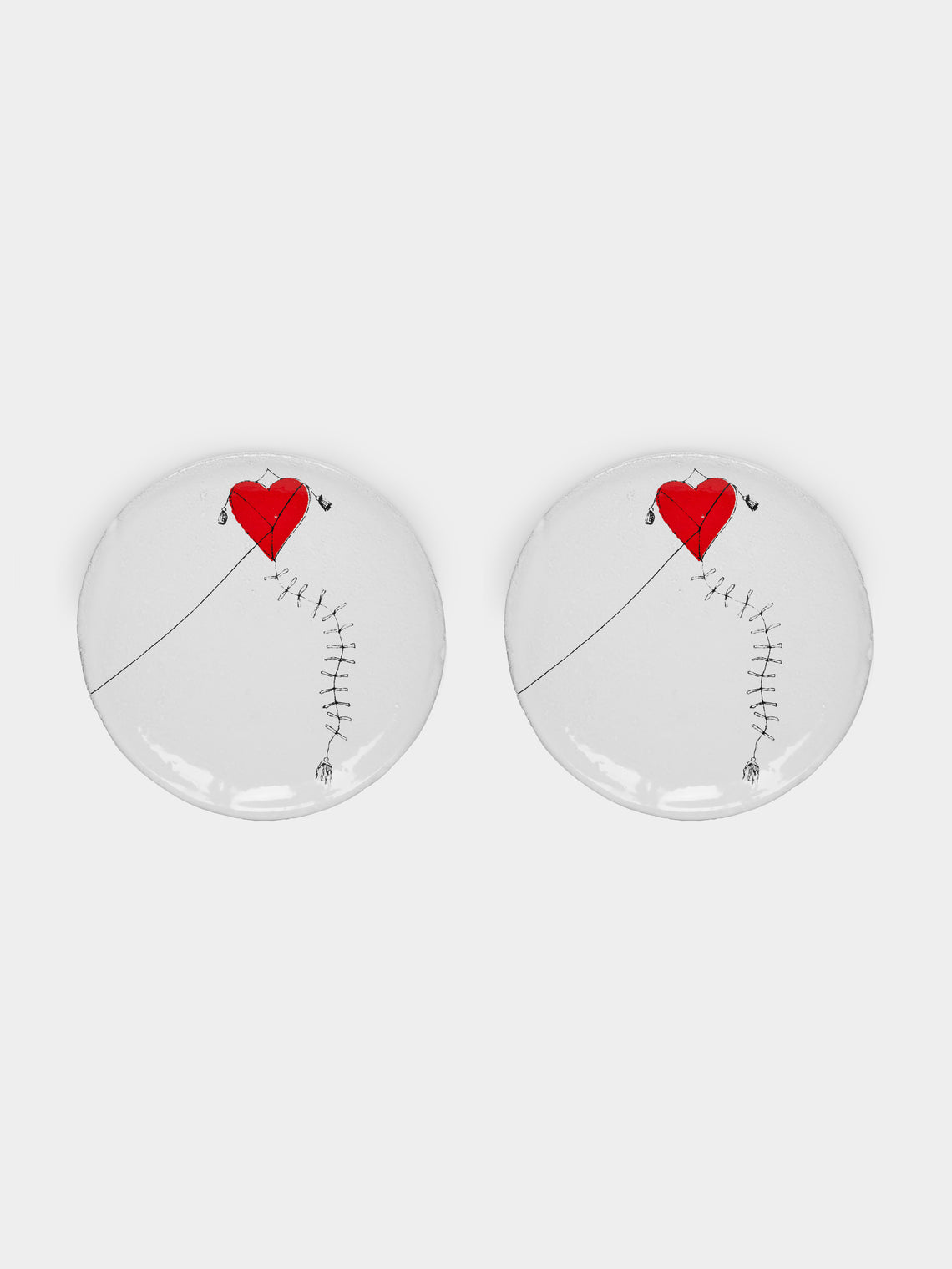 Astier de Villatte - Heart Kite Hand-Glazed Ceramic Small Dish (Set of 2) - White - ABASK
