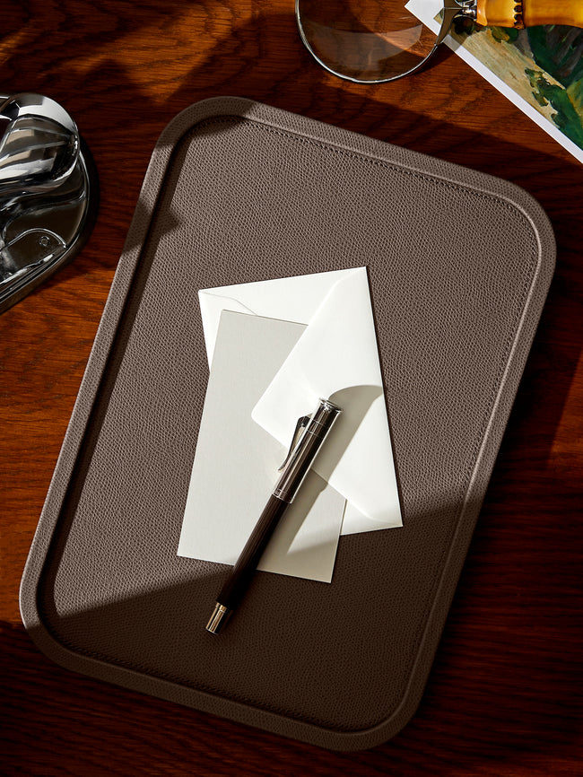 Giobagnara - Arcobaleno Leather Tray (12.5in/31.5cm) - Gray - ABASK