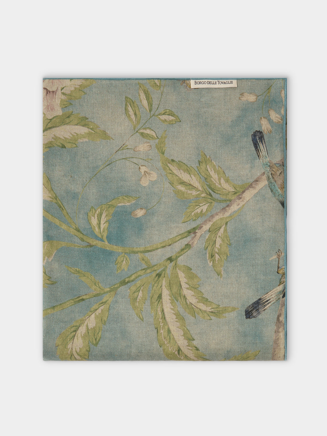 Borgo delle Tovaglie - Filo Affresco Embroidered Linen Rectangular Tablecloth (165.5in/4.2m) - Blue - ABASK