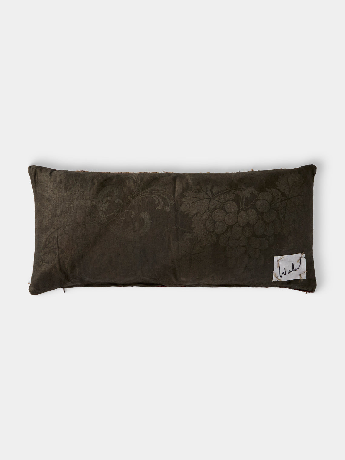By Walid - 18th-Century Needlepoint Wool and Damask Cushion (21.5in/55cm) - White - ABASK