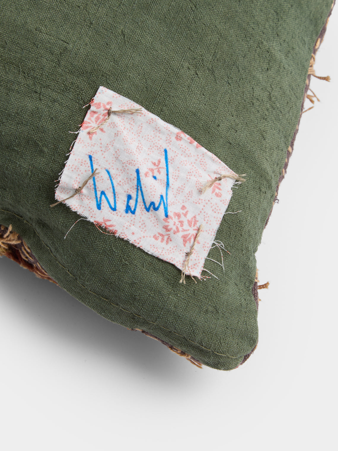 By Walid - 19th-Century Napoleon III Aubusson Tapestry Linen Cushion (17in/43cm) - Multiple - ABASK