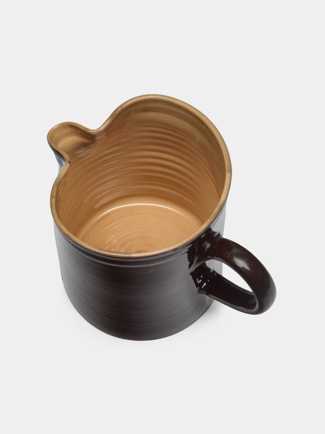 Poterie d’Évires - Rabbits Hand-Painted Ceramic Straight-Edge Jug (70.5oz/2L) - Dark brown - ABASK