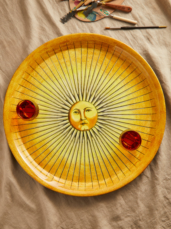 Fornasetti - Sole Splendente Iron Round Tray - Yellow - ABASK