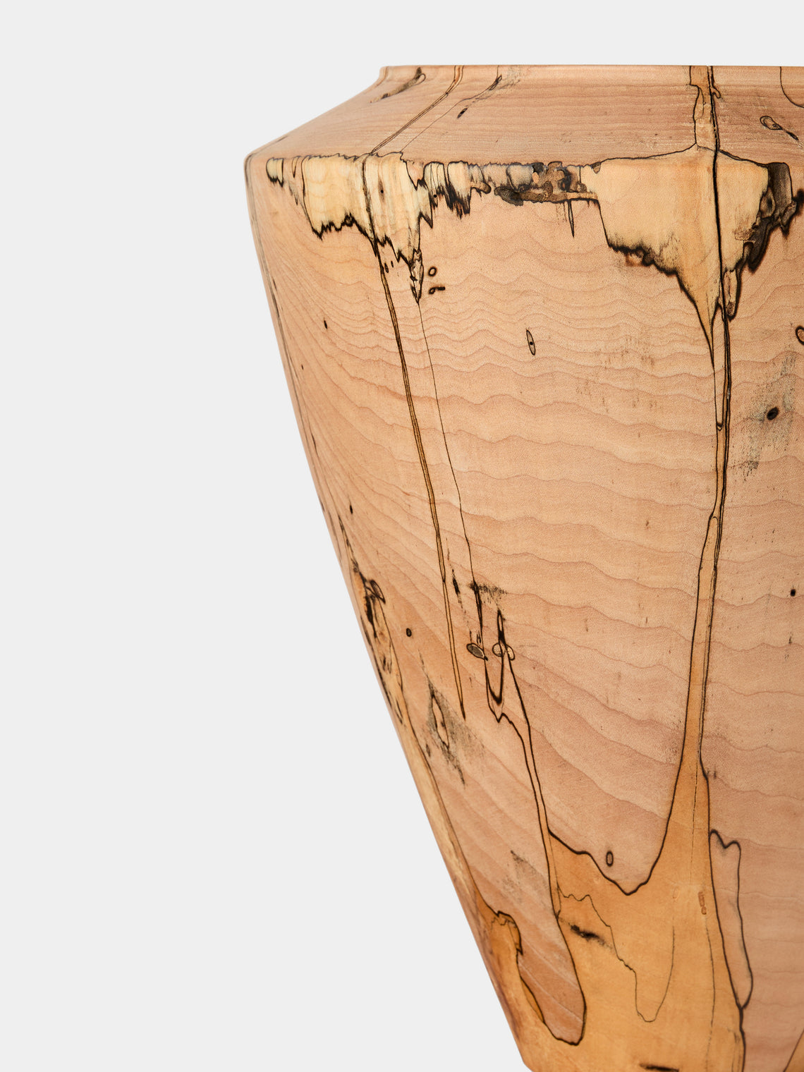 Iida Woodturning - Hand-Turned Spalted Maple Oil-Finish Vase (11.5in/29cm) - Brown - ABASK
