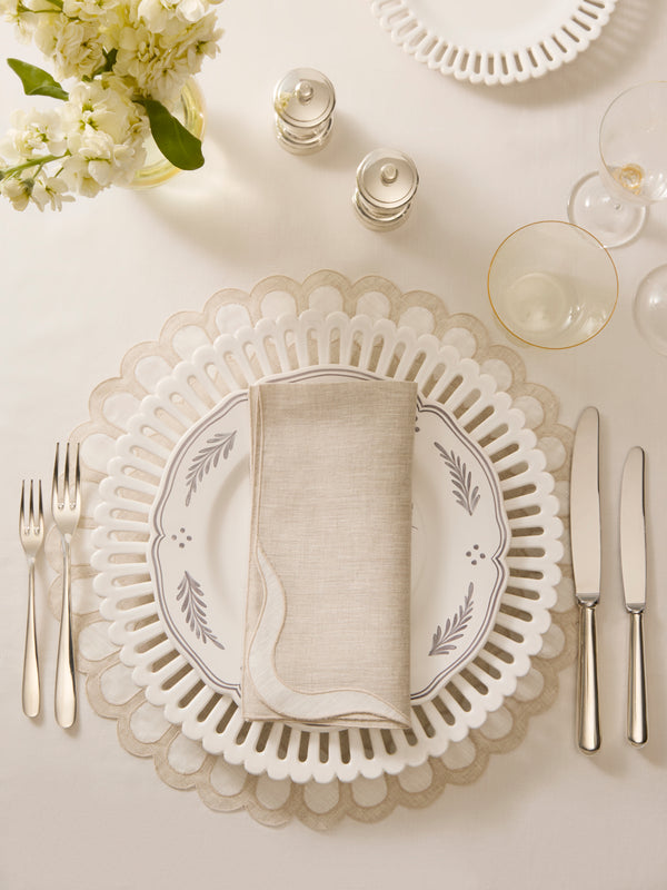 Los Encajeros - Zurbano Eco Embroidered Linen Placemats (Set of 4) -  - ABASK